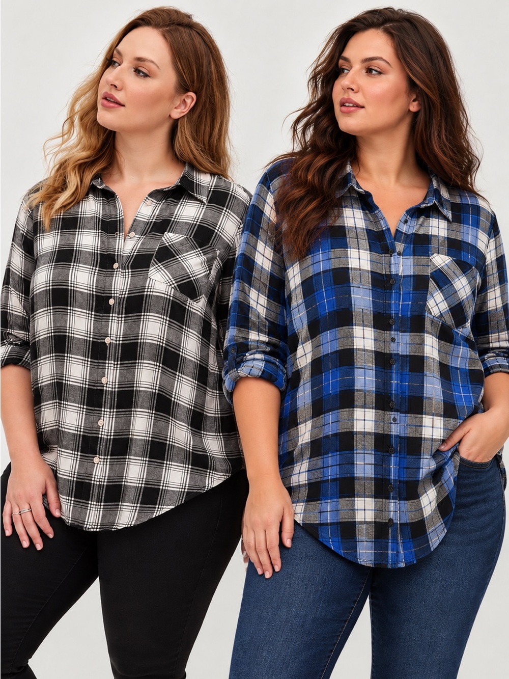 TORRID Plaid Flannel Western Button Up Shirts LOT OF 2 Size 1X Relaxed Fit